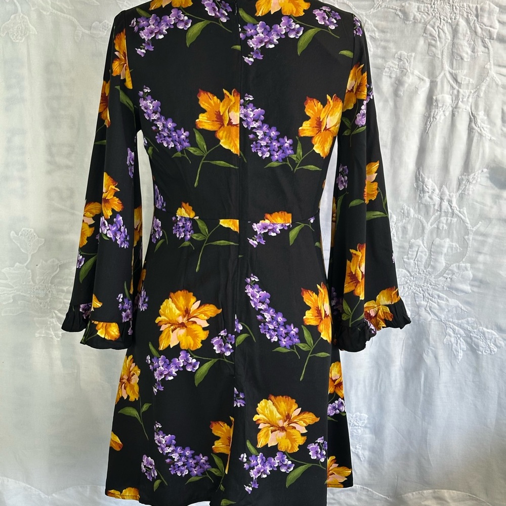Forever 21 Black Dress with Yellow and Purple Floral - Picture 13 of 16